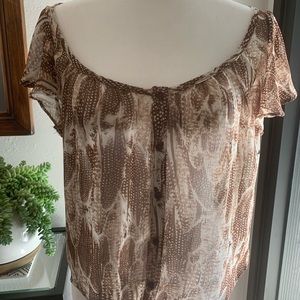 American Rag Cie Flutter Sleeve Feather boho Top